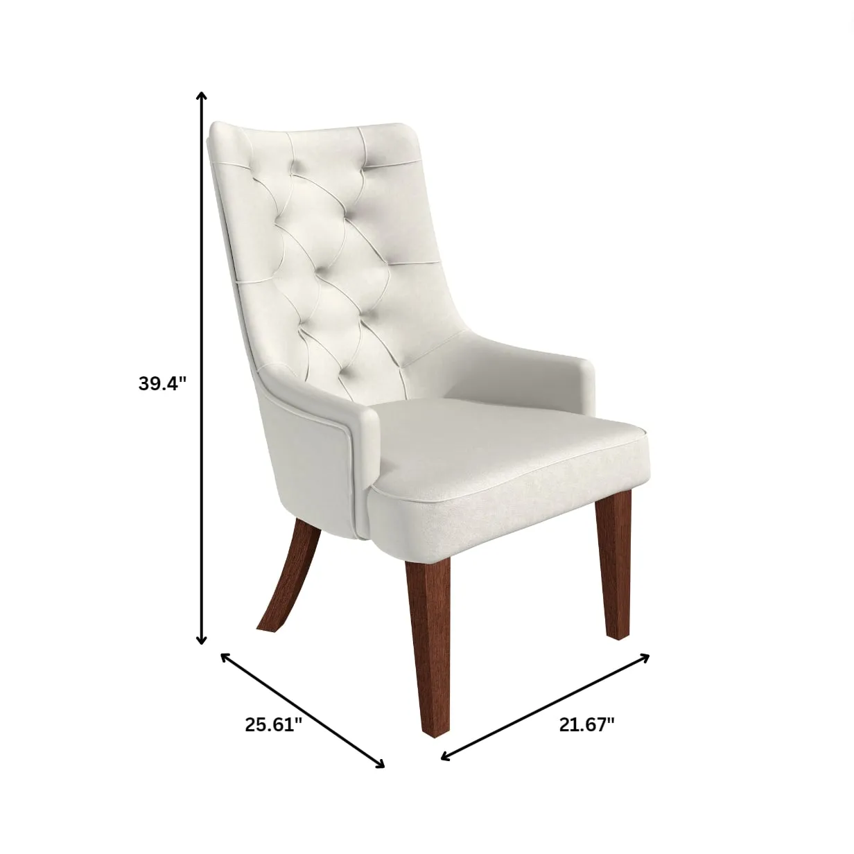 Spruce Collection Modern Wooden Dining Chair in Beige Velvet Set of 4