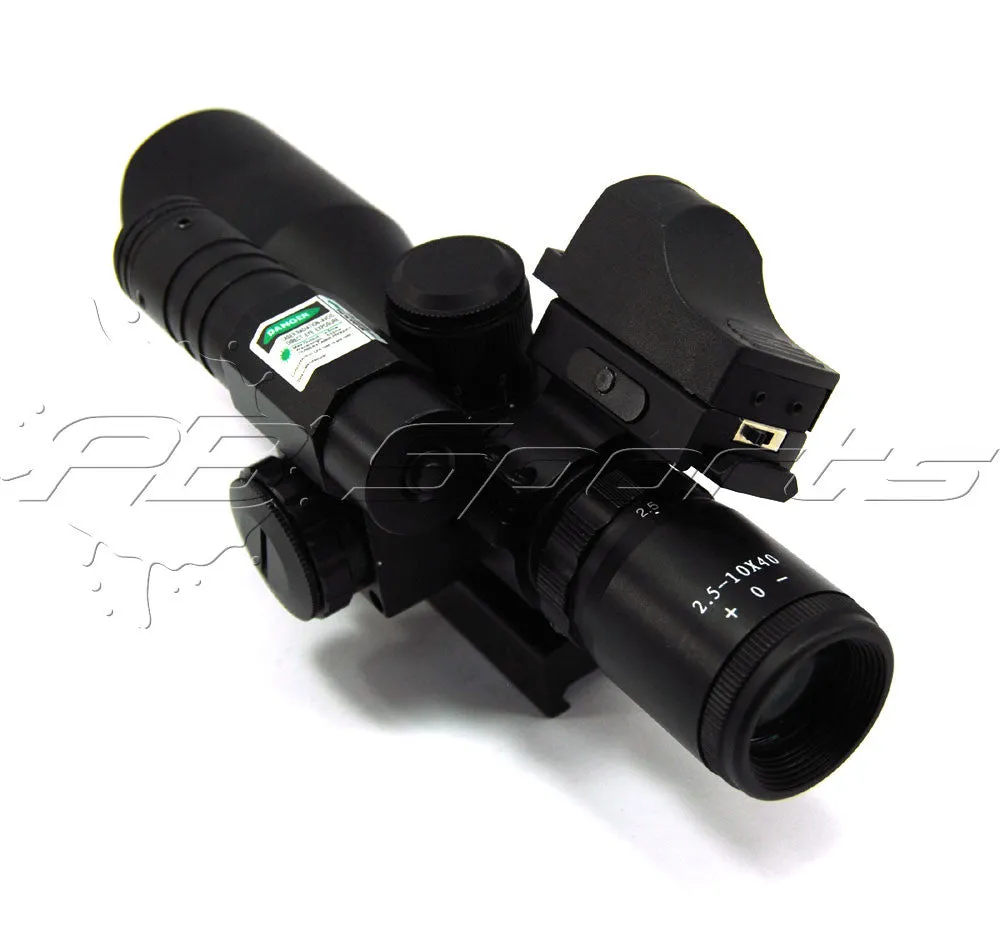 TacFire 2.5-10x40 Dual ILL Scope w/Green Laser w/Mini Red Dot