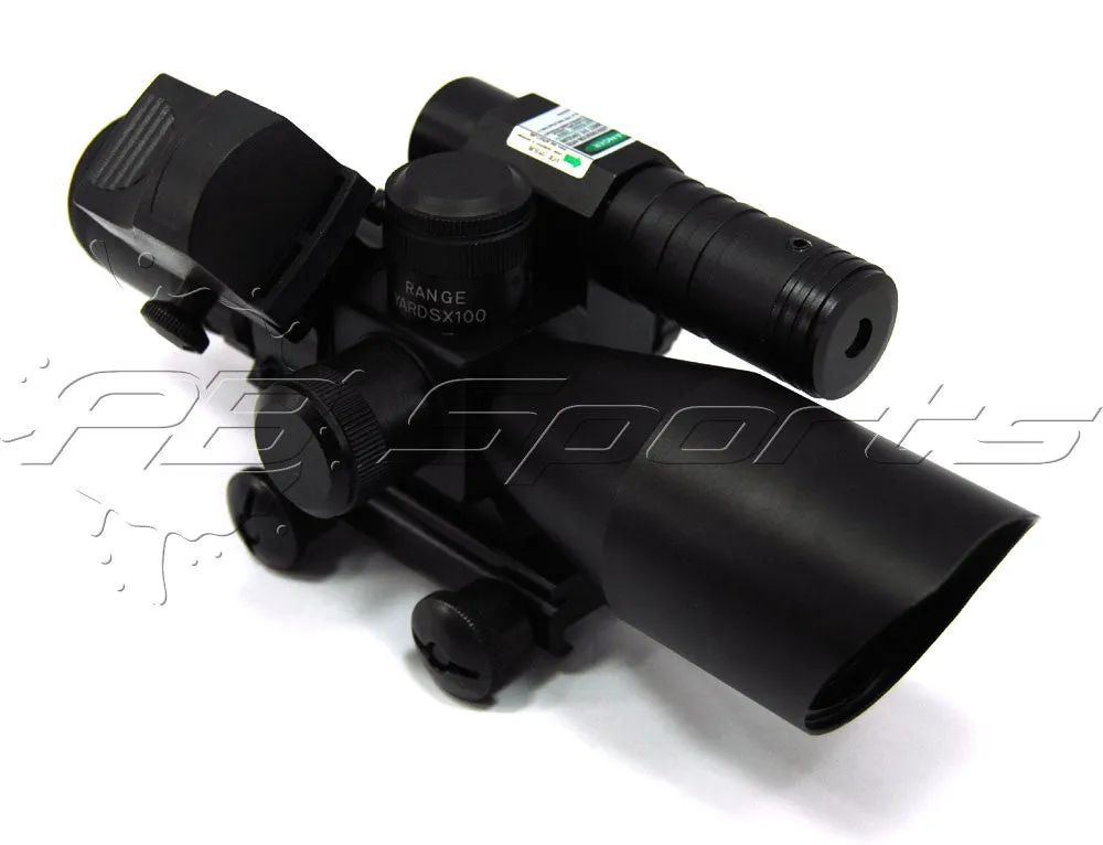 TacFire 2.5-10x40 Dual ILL Scope w/Green Laser w/Mini Red Dot