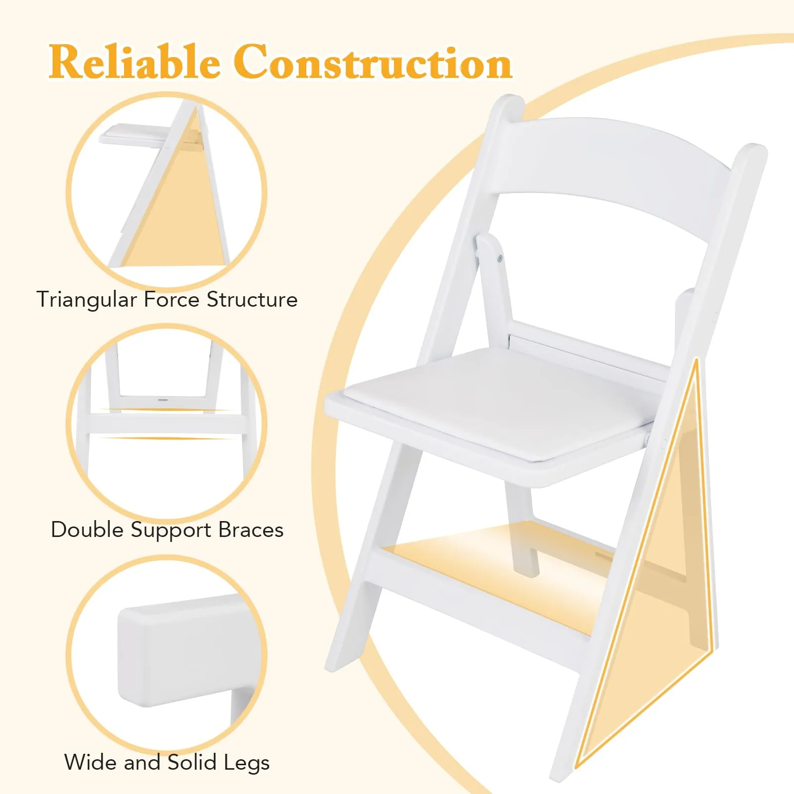 Tangkula Folding Chairs, Outdoor Foldable Patio Chairs with Padded Seats, All-Weather Resin Frame with 1100 LBS Static Load