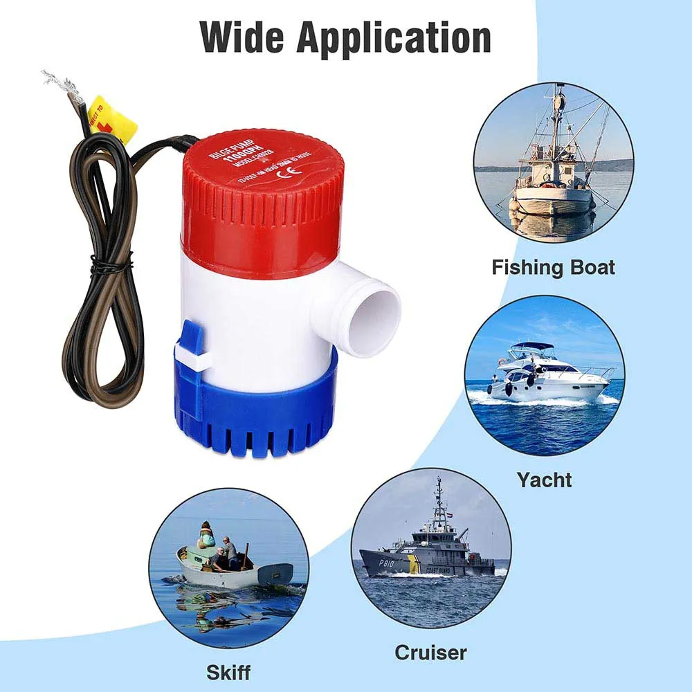 TheLAShop 12V Electric Bilge Pump Marine Boat Yacht, 1100GPH