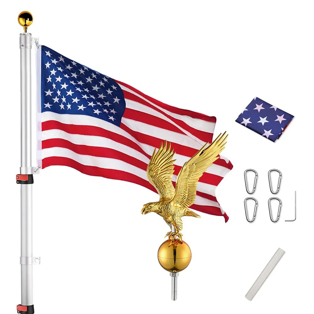 TheLAShop 25ft Telescoping Flagpole Kit with Deluxe Eagle & Ball