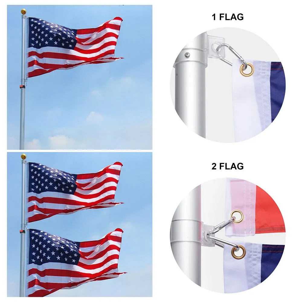 TheLAShop 30ft Telescoping Flagpole Kit with Light Solar Powered