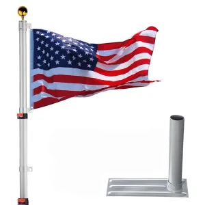 TheLAShop Telescoping Flagpole with Tire Mount (20ft,25ft,30ft Options)