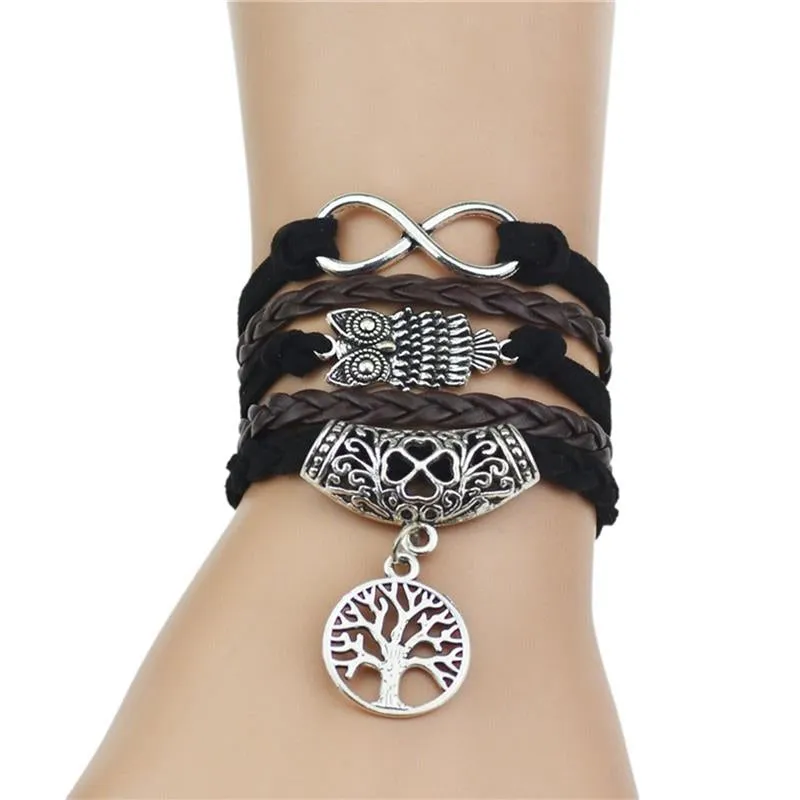 Tree of Life Owl Infinity Lucky Friendship Rope Buddha Bracelet