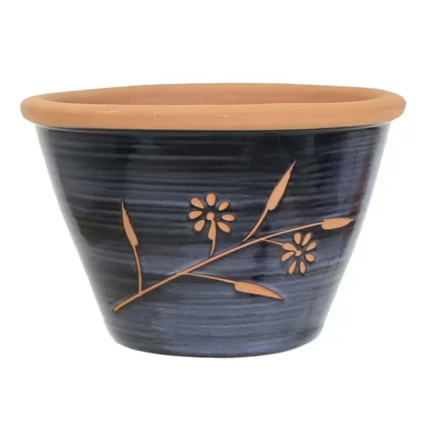 Woodlodge 23cm Dark Blue Bouquet Terracotta Pot - YBOUQDB23