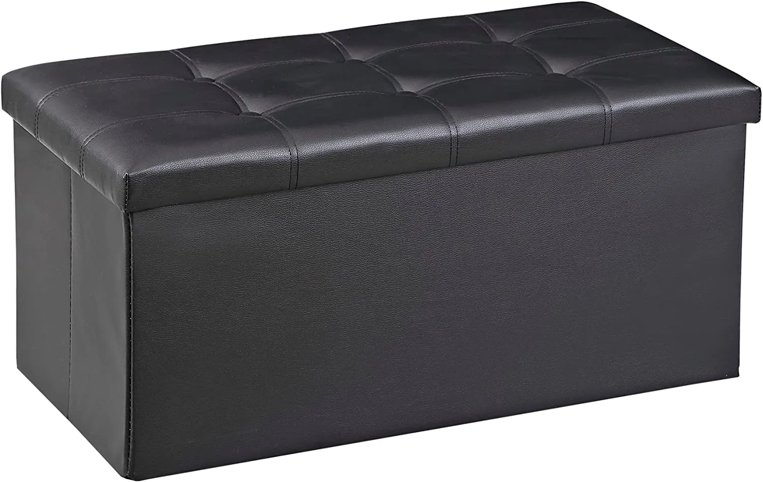 ZENY™ Leather Storage Ottoman Bench 30 Inches Folding Footrest with Padded Seat Large Toy Sotrage Chest Long Box for Livingroom Bedroom Entryway, 30"x15"x15", Black